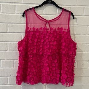 NWT Anthro | Eva Franco LP Hot Pink Magenta Flower Sheer Tank Blouse